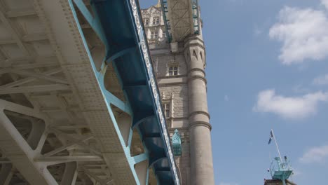 View-From-Tourist-Boat-On-River-Thames-Going-Under-Tower-Bridge-In-London-UK